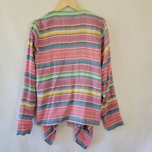 Tasha Polizzi Serape Shrug Open Front Sz M Cotton Gauze Multicolored Striped - Picture 3 of 12